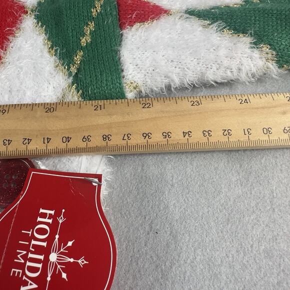 Holiday Time Women’s Christmas Argyle Gnome Cardigan Sweater S Red Green White - Picture 8 of 14